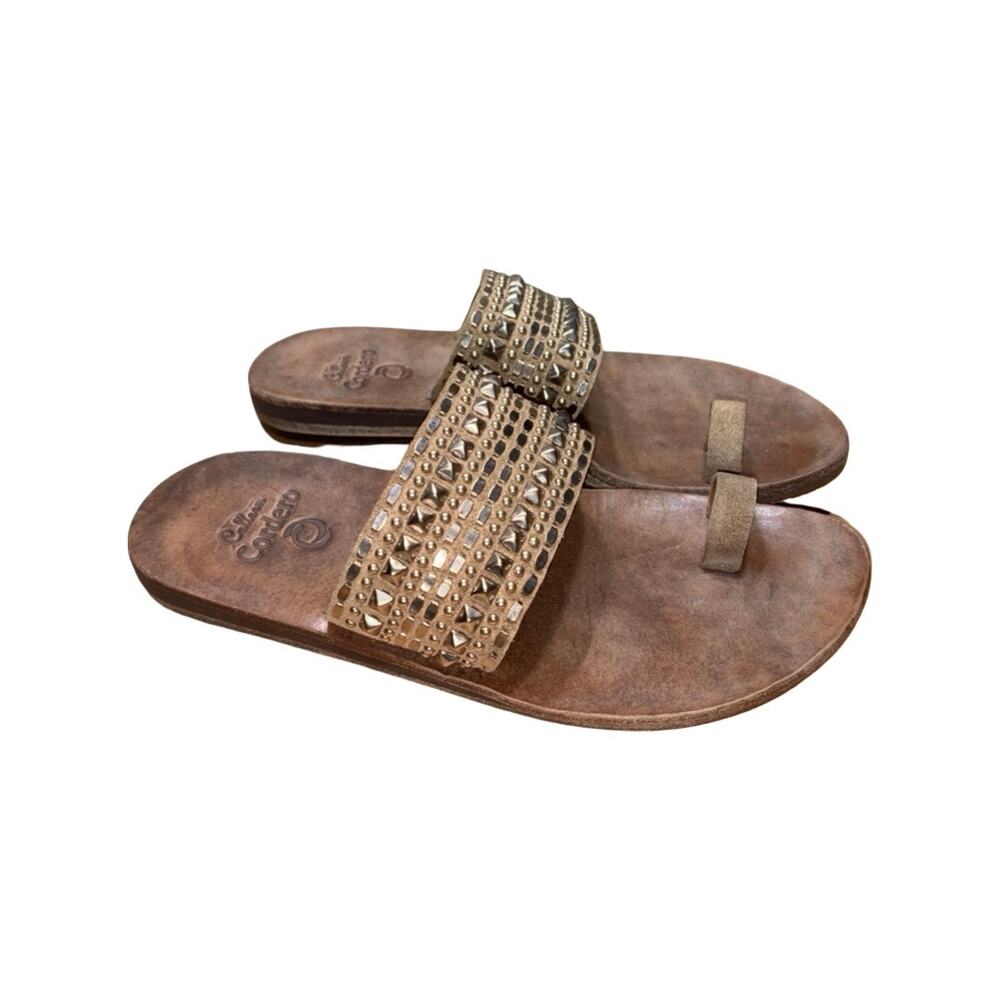 Calleen Cordero Tetra Brown Metal Studded Sandals Size: US 9 - Picture 2 of 6